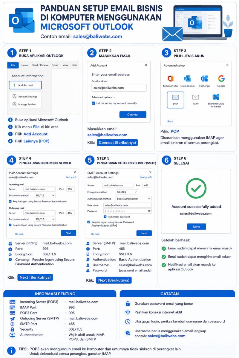 Panduan Setup Email Bisnis di Komputer (Microsoft Outlook)
