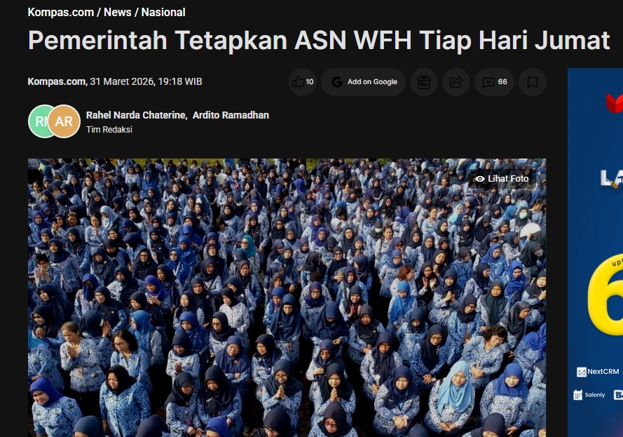 Kabar Baik! Pemerintah Tetapkan ASN WFH Tiap Hari Jumat, Peluang Baru yang Menguntungkan